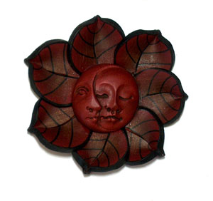 Helen Hughes-polymer clay sun moon mask